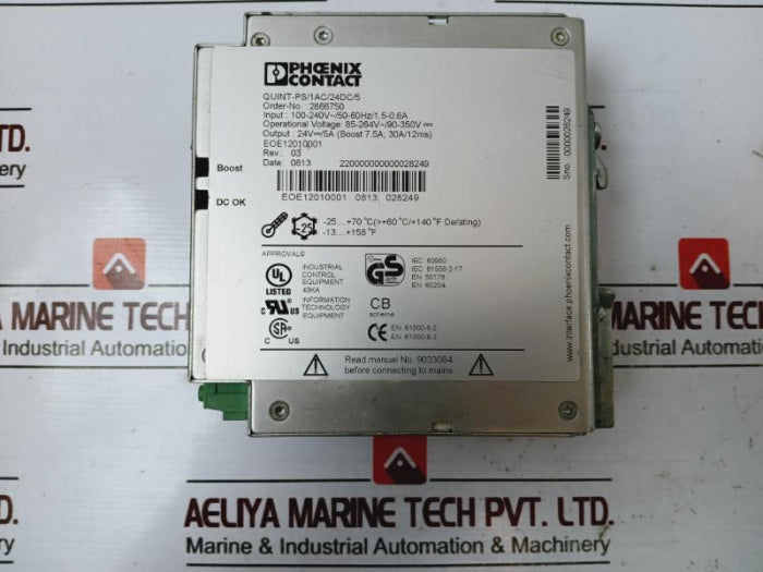 Phoenix Contact Quint-ps/1Ac/24Dc/5 Power Supply Rev.03 24V Dc 5A
