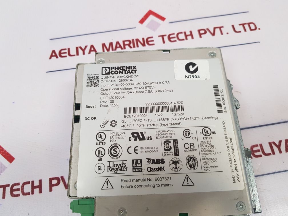 Phoenix Contact Quint-ps/3Ac/24Dc/5 Power Supply