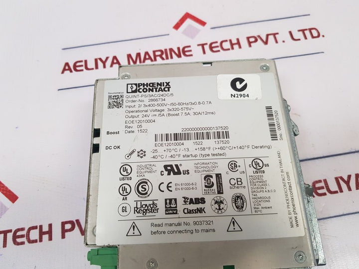 Phoenix Contact Quint-ps/3Ac/24Dc/5 Power Supply
