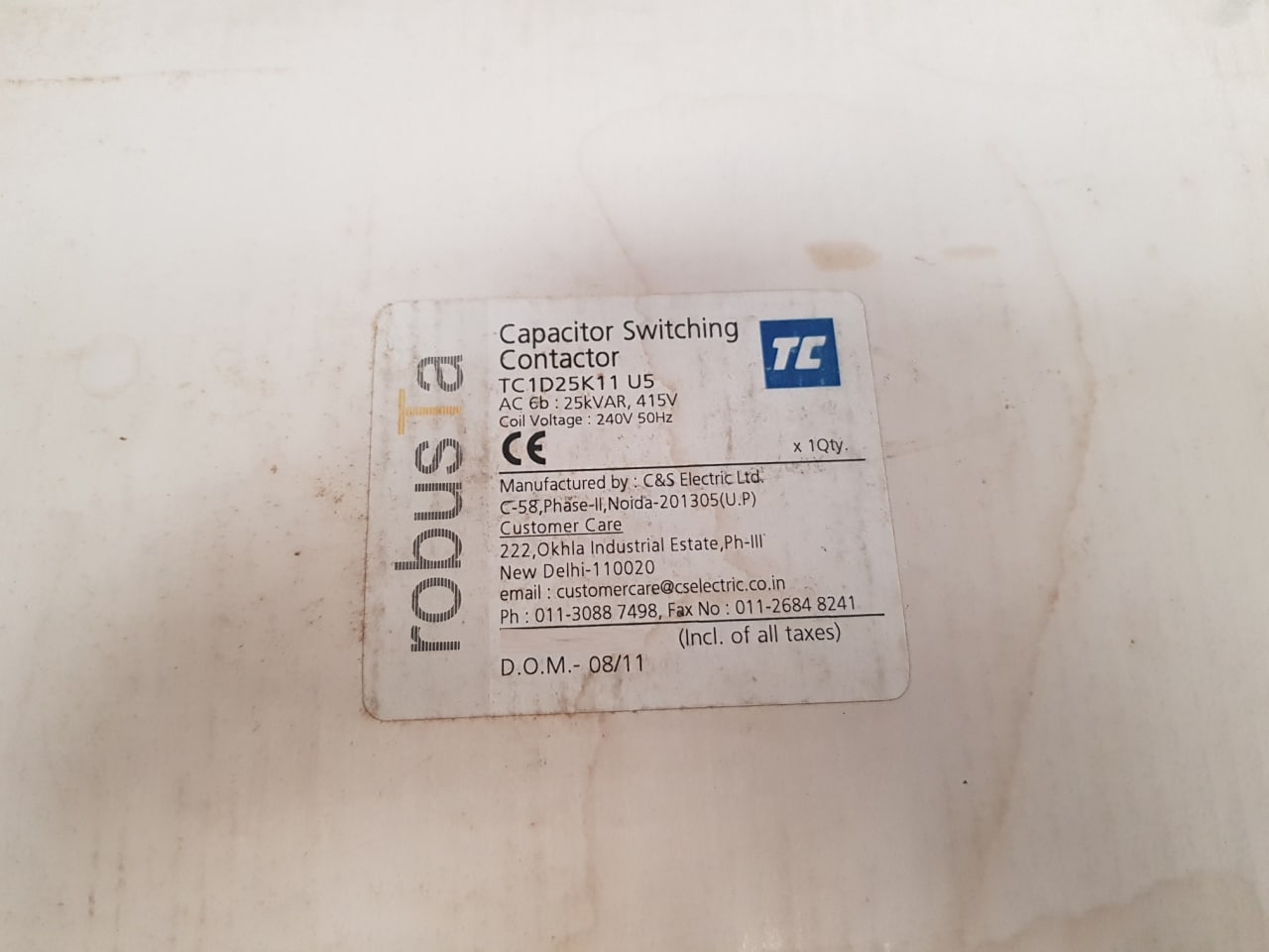 C&S Tc1 D.K Capacitor Tc1D25K11 Switching Contactor - Aeliya Marine Tech