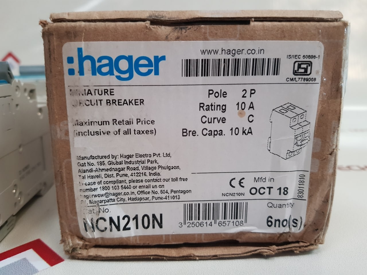 Hager Ncn210N Miniature Circuit Breaker