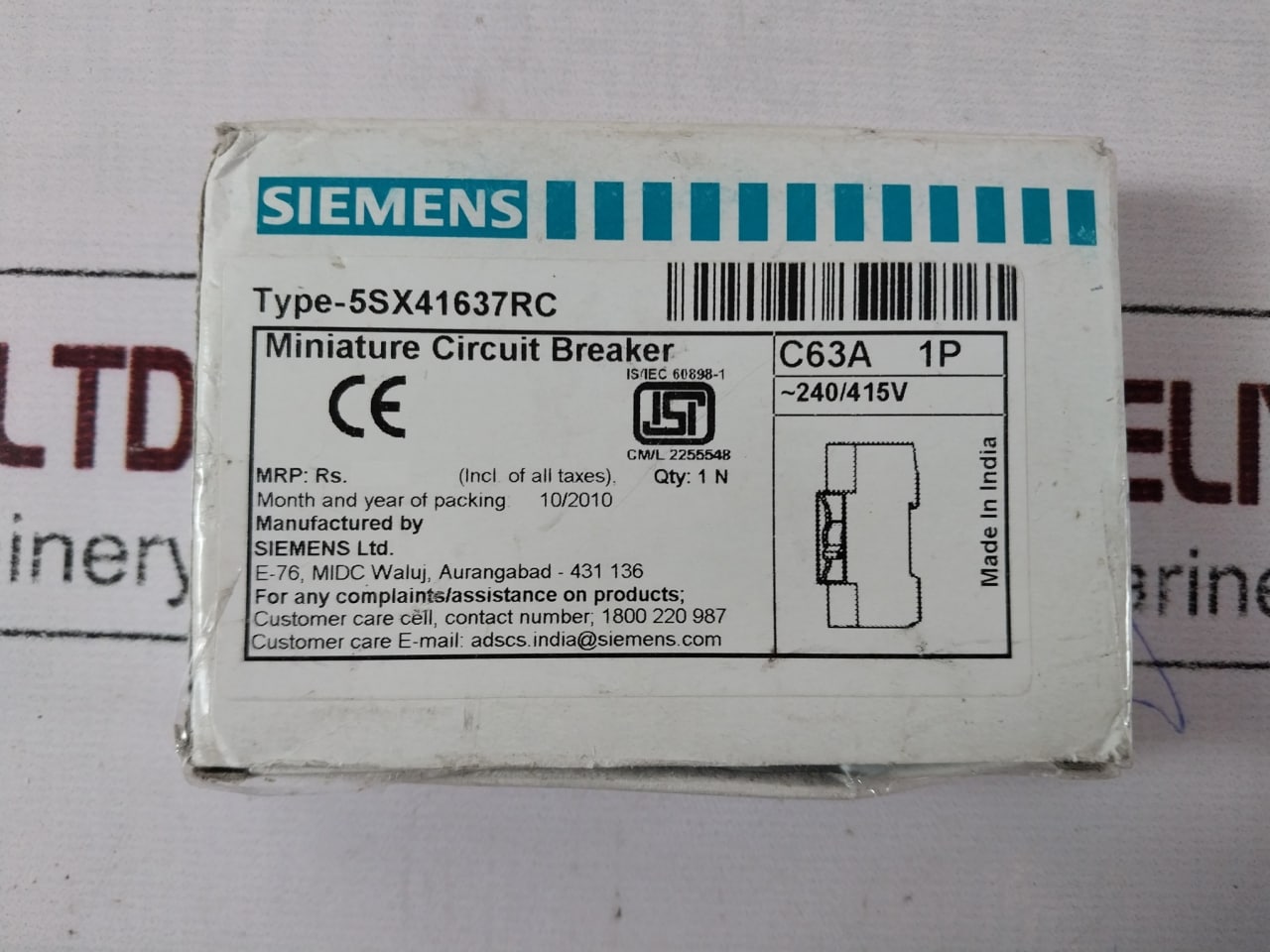 Lot of 2X SIEMENS 5SX41 Miniature Circuit Breaker 240/415 VAC 5SX41637RC