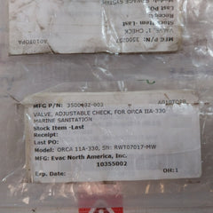 Evac PVG-I ORCA 11A-330 Adjustable Check Valve 3500257