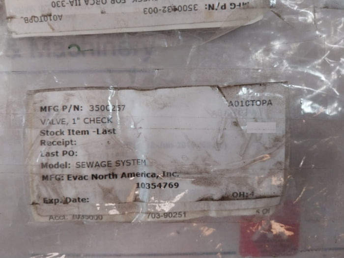 Evac PVG-I ORCA 11A-330 Adjustable Check Valve 3500257