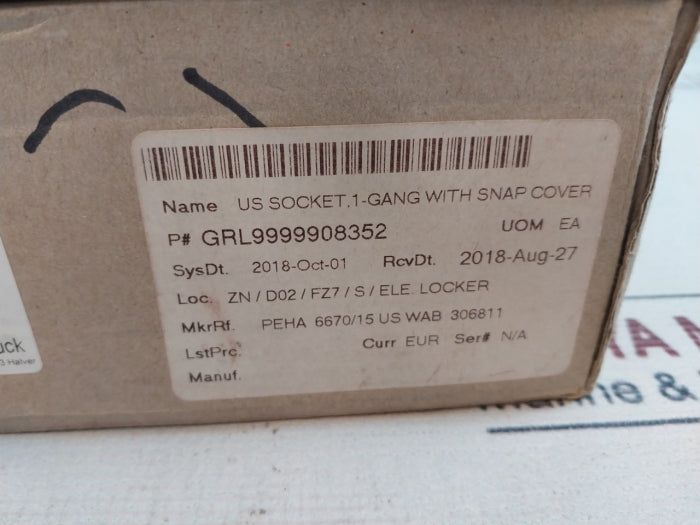 Peha 6600-102 US Socket 1-Gang With Snap Cover 15A 125V IP44