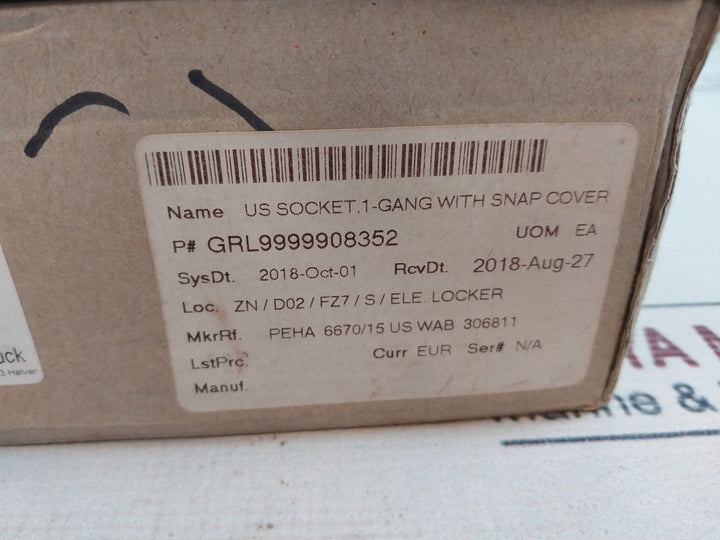 Peha 6600-102 US Socket 1-Gang With Snap Cover 15A 125V IP44