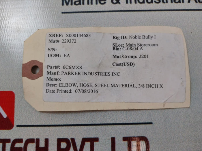 Lot Of 6X Parker 6 C6X-S Swivel Nut Elbow 3/8 Inch