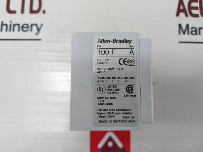 Allen-bradley 100-f Auxiliary Contact Block 100-fa40 600V Ac Max