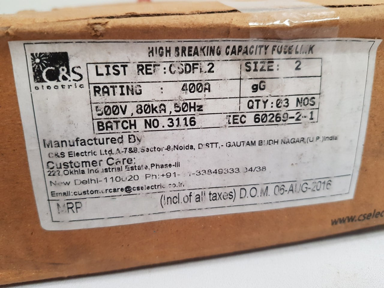 C&S Electric Cdfl 2 Fuse Link