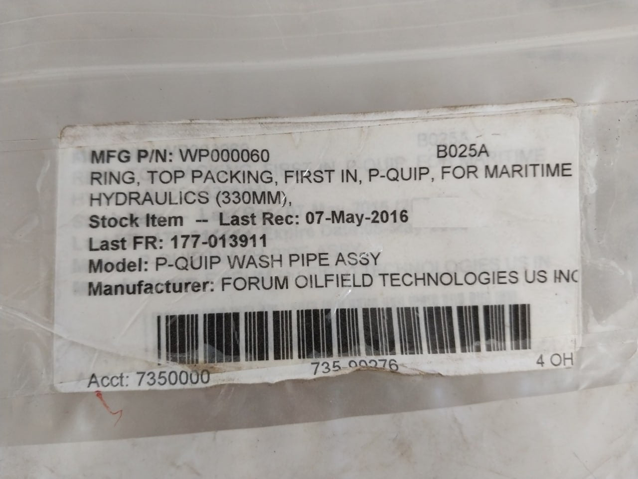 Forum Oilfield WP000060 Top Packaging Ring