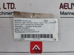 Eaton 10316H2168 Hazardous Location Limit Switch 600V AC Max