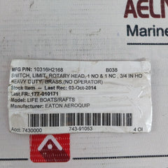 Eaton 10316H2168 Hazardous Location Limit Switch 600V AC Max