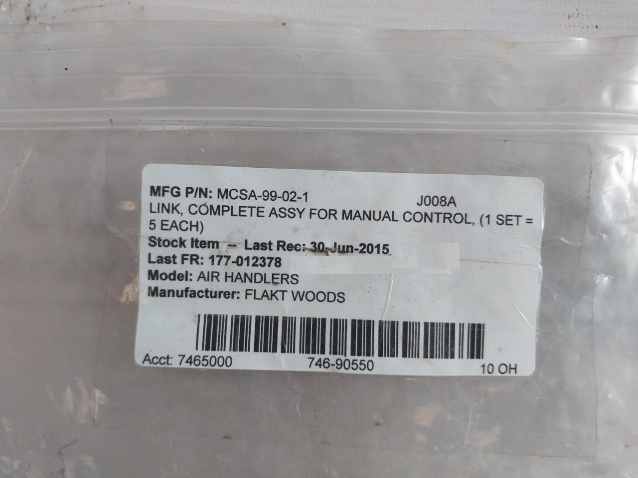 Flakt Woods MCSA-99-02-1 Air Handlers Link Assembly Set (Part Only)