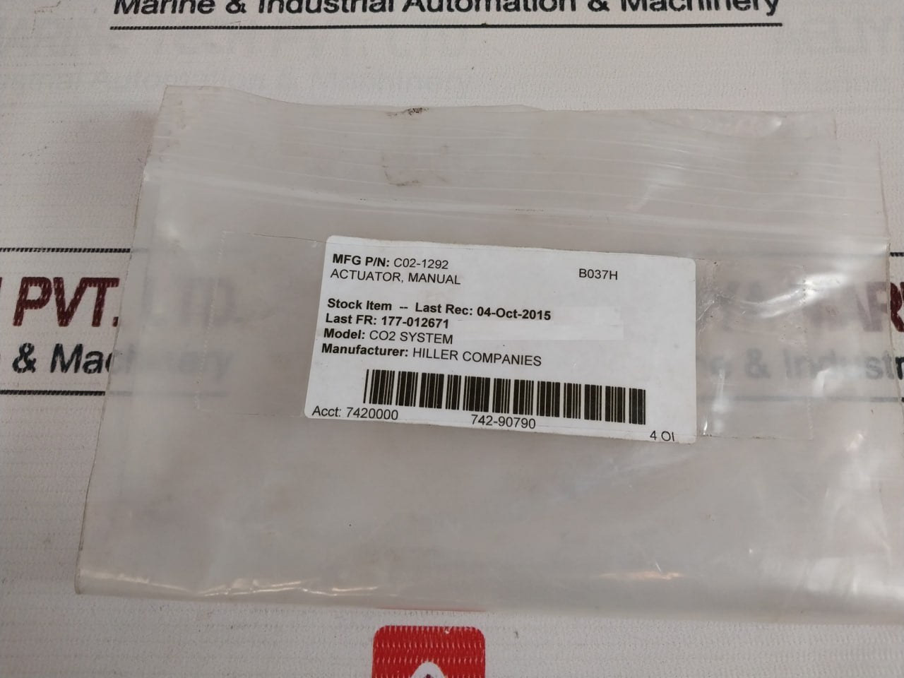 Hiller CO2 SYSTEM Manual Actuator Model C02-1292