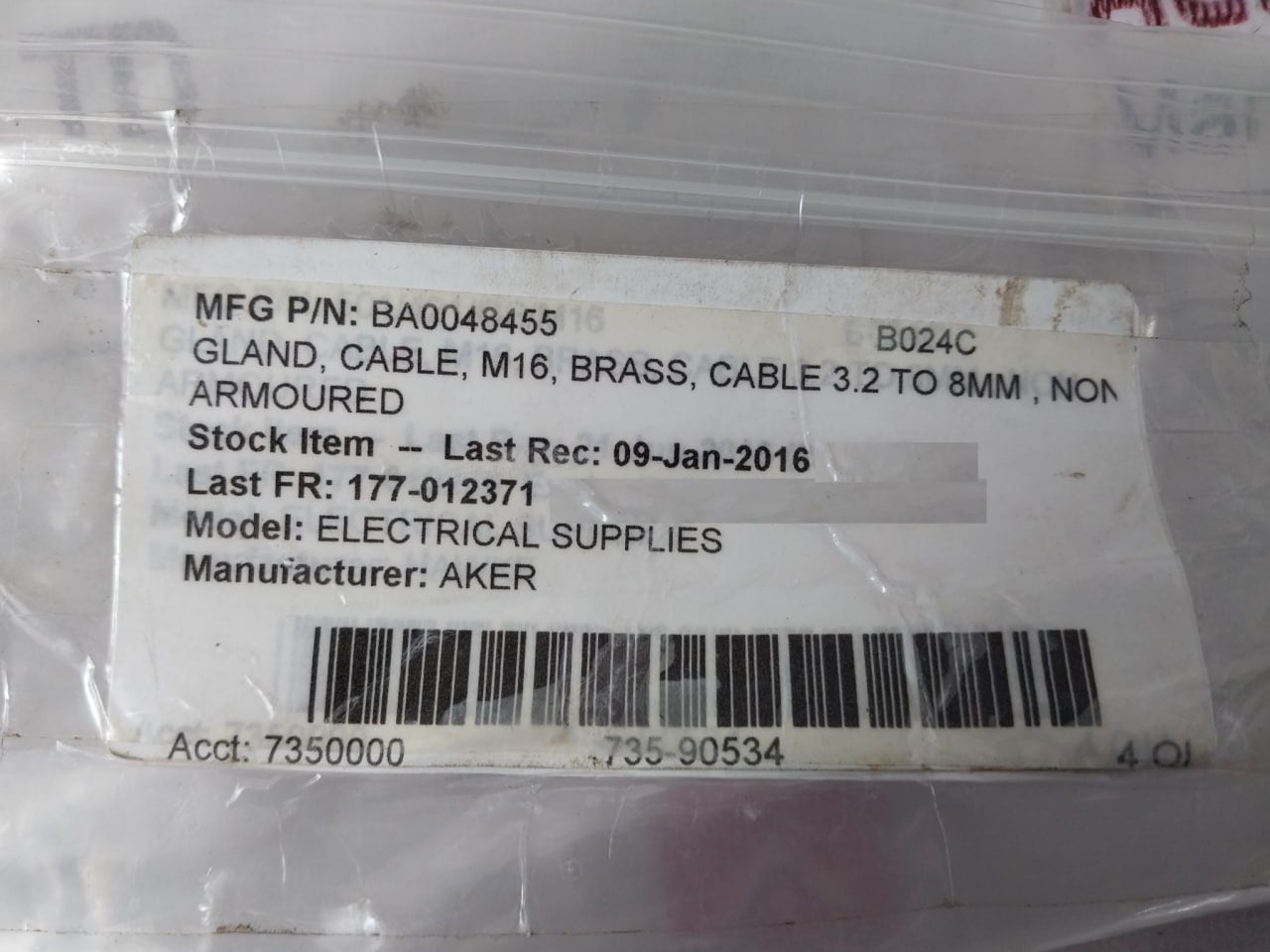 Aker Gland M16 Cable Gland 3.2 To 8mm Ba0048455