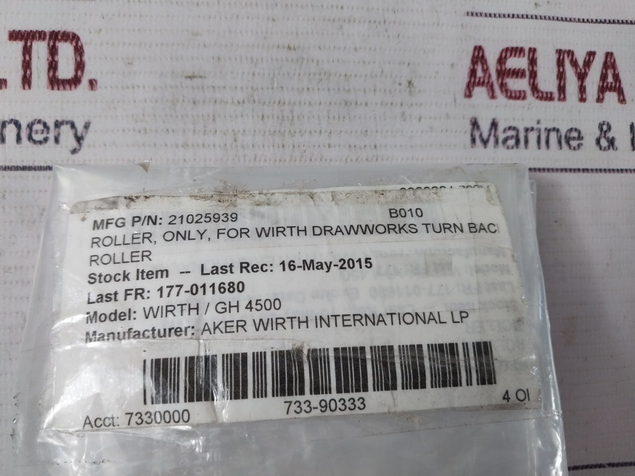 Aker 21025939 Roller for Wirth Drawworks Turn Back