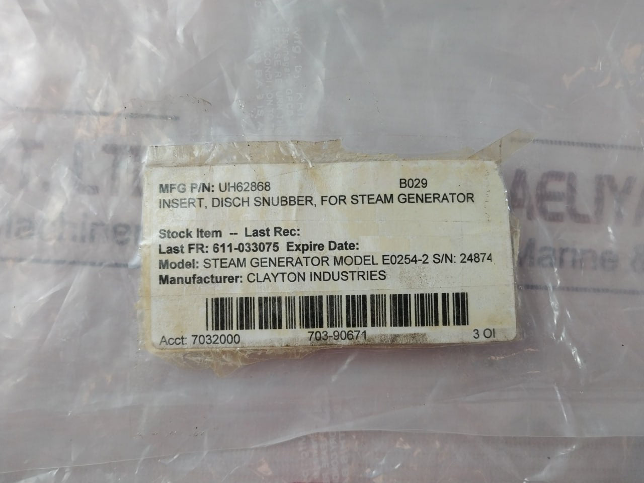 Clayton UH62868 Insert Chamber Surge 55/65