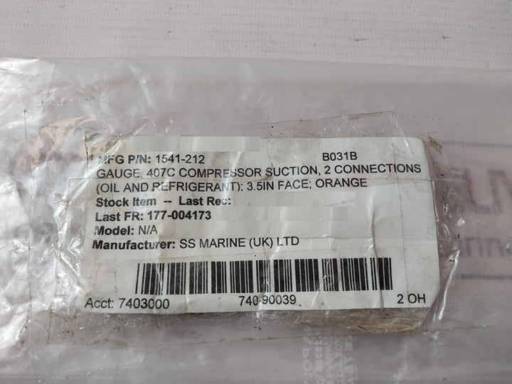 Johnson Controls 1541-212 Pressure Gauge -1 To 12 Bar 407C Compressor Suction