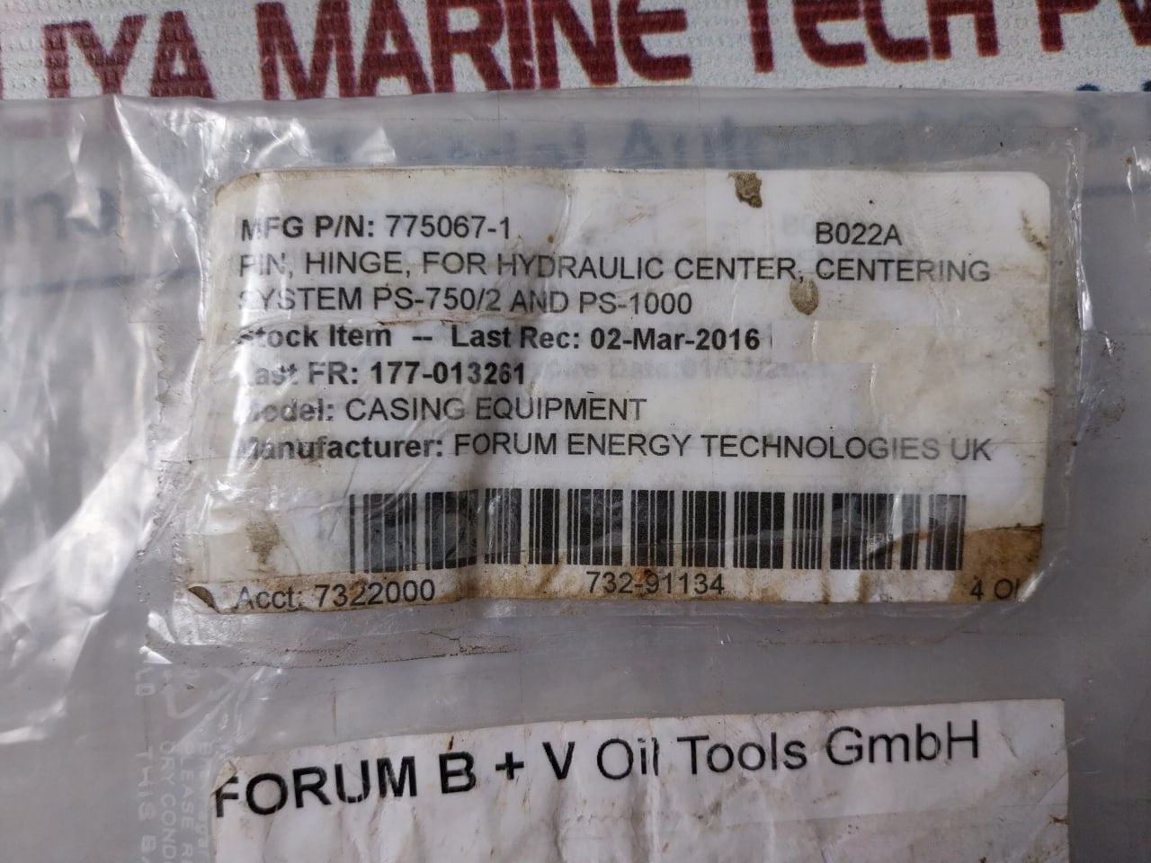 Lot of 4X Forum B+V 775067-1 Hinge Pin For Hydraulic Centering System