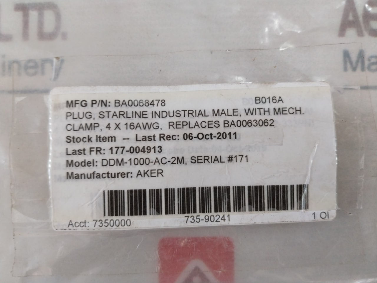Bartec Technor ZPEM-0612-333PN Amphenol Connector BA0068478 B016A