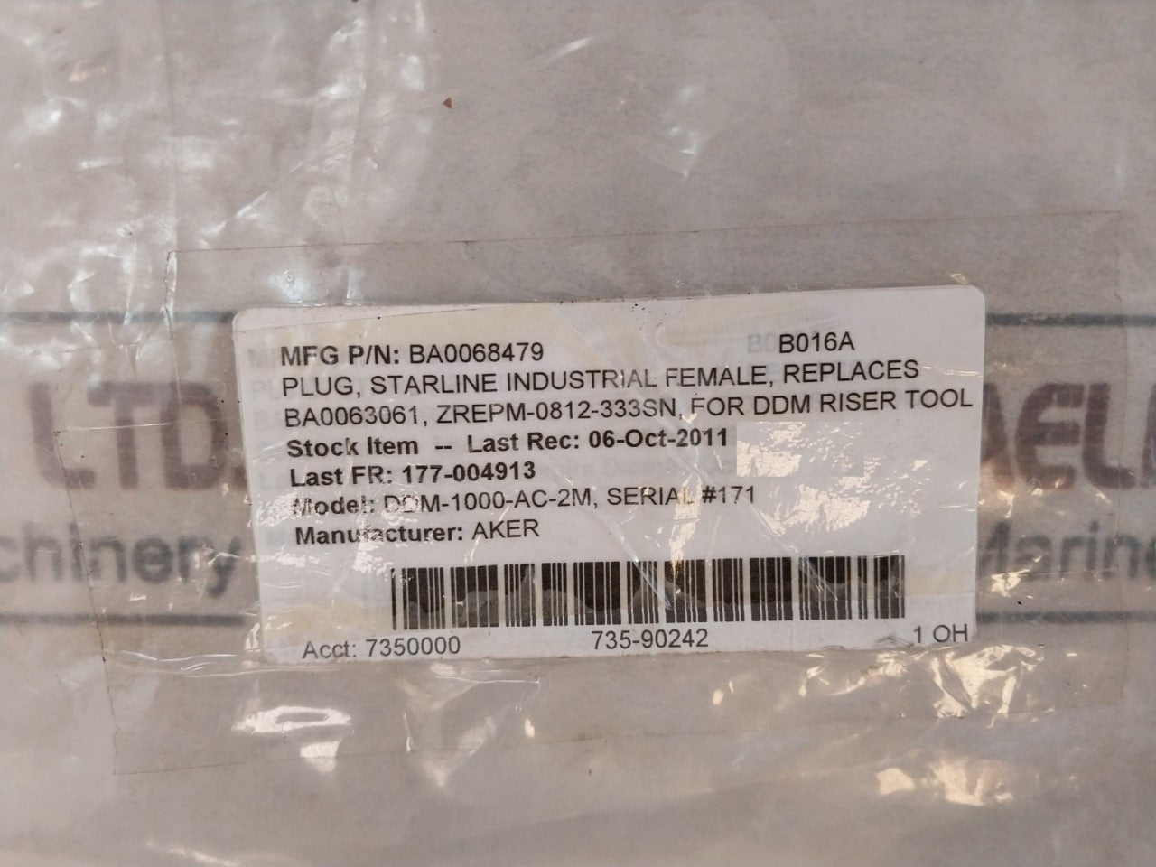 Amphenol ZREPM-0812-333SN Starline Industrial Female Plug DDM-1000-AC-2M