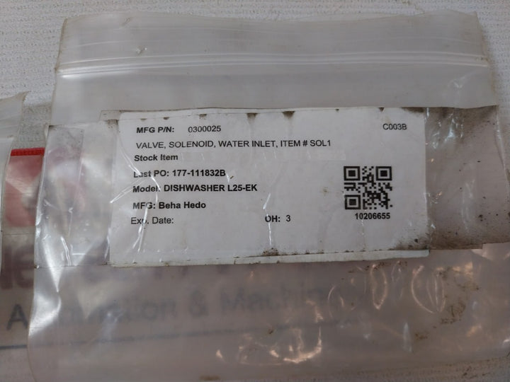 329 220/240V Water Inlet Solenoid Valve 220/240V 50/60Hz