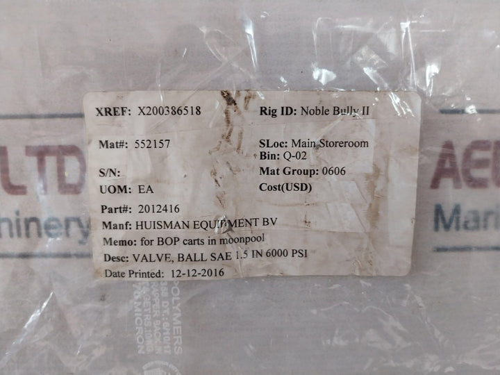 Pister SKH-DN40 Ball Valve 1.5 In 6000 PSI DN40, X200386518