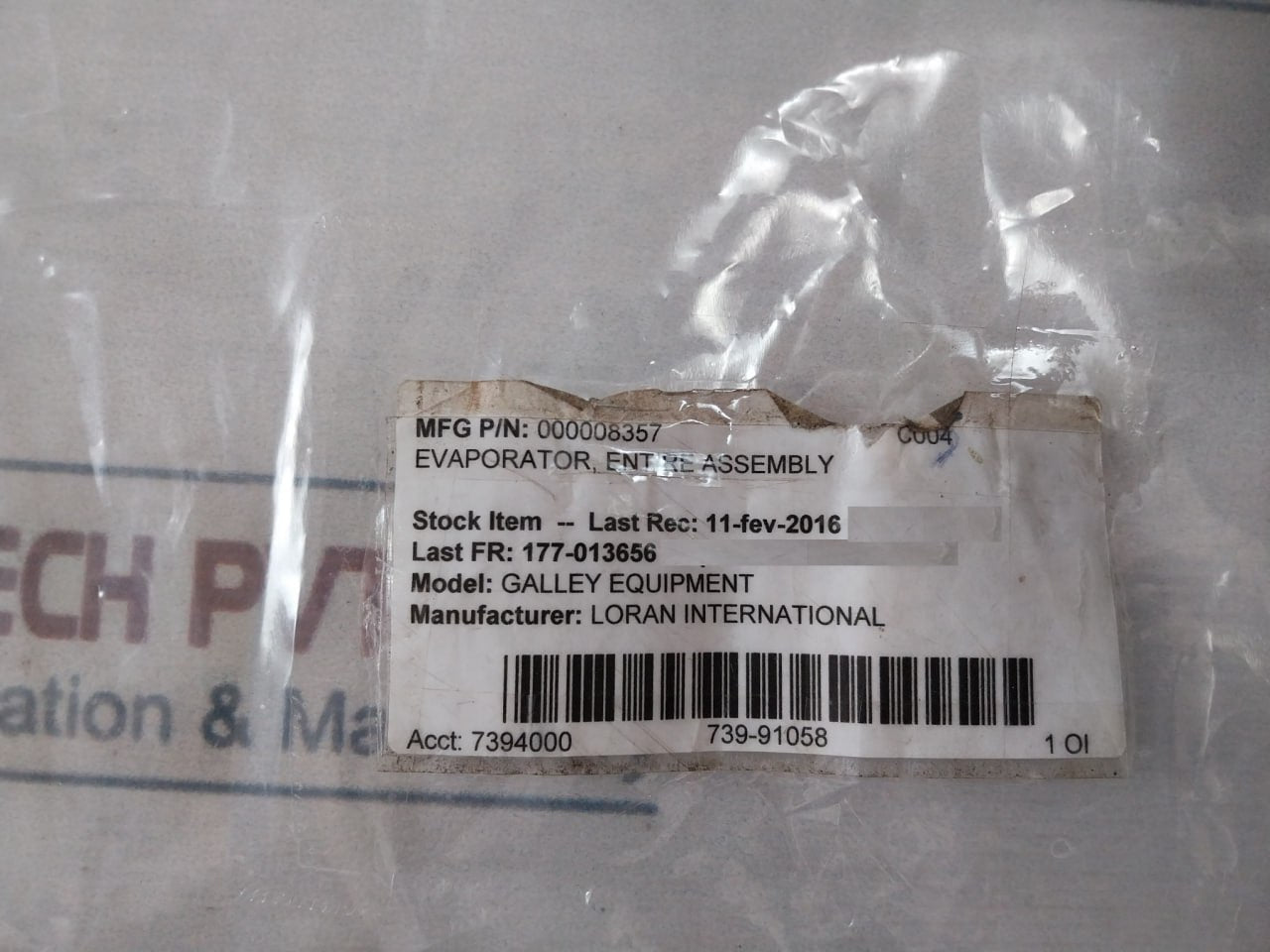 Loran C11162150120001r5 Evaporator 000008357 C004 7394000 739-91058 1oh