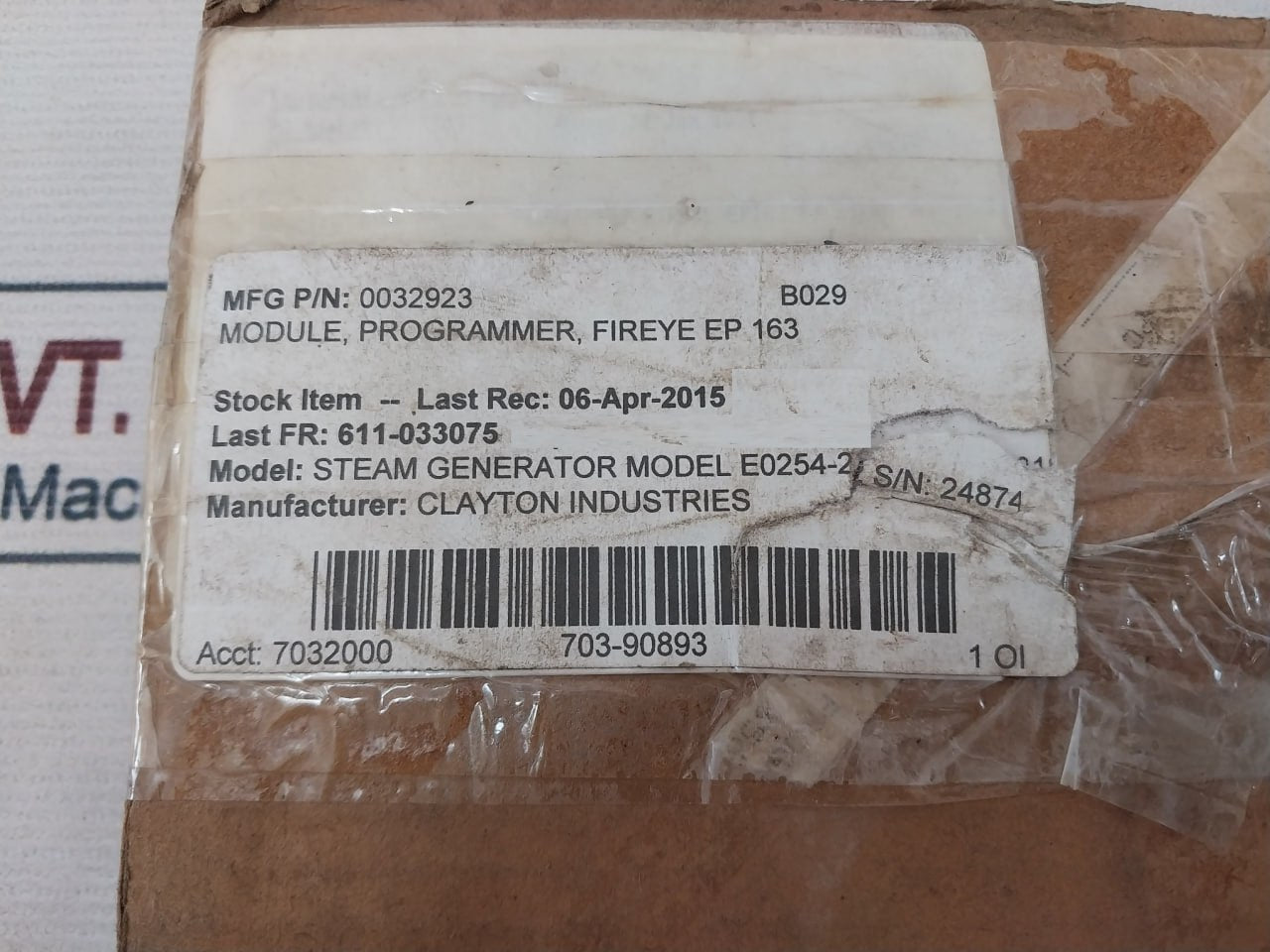 Fireye Ep163 Programmer Module Flame Monitor E0254-2