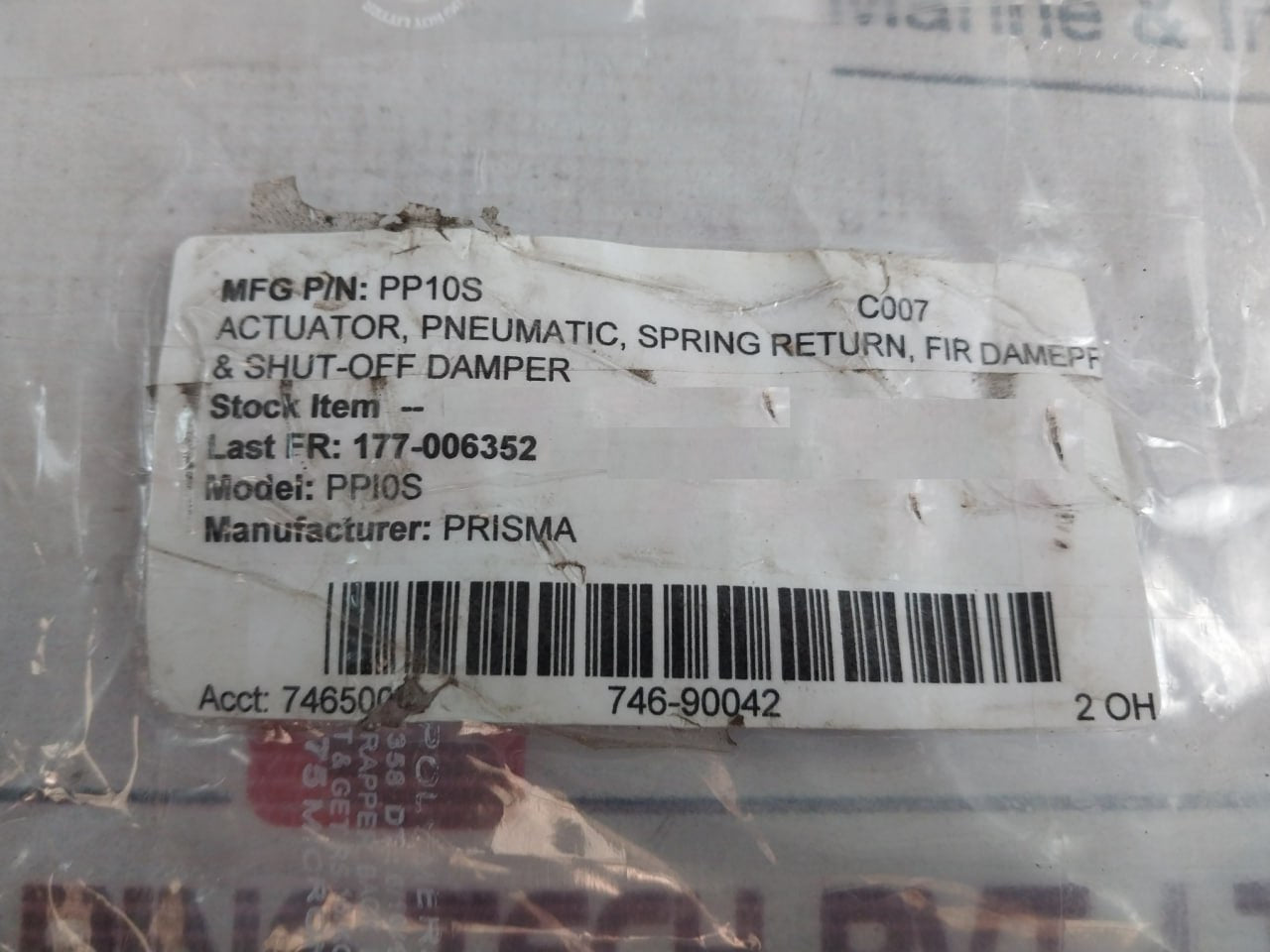 Prisma PP10S Spring Return Pneumatic Actuator 1/4