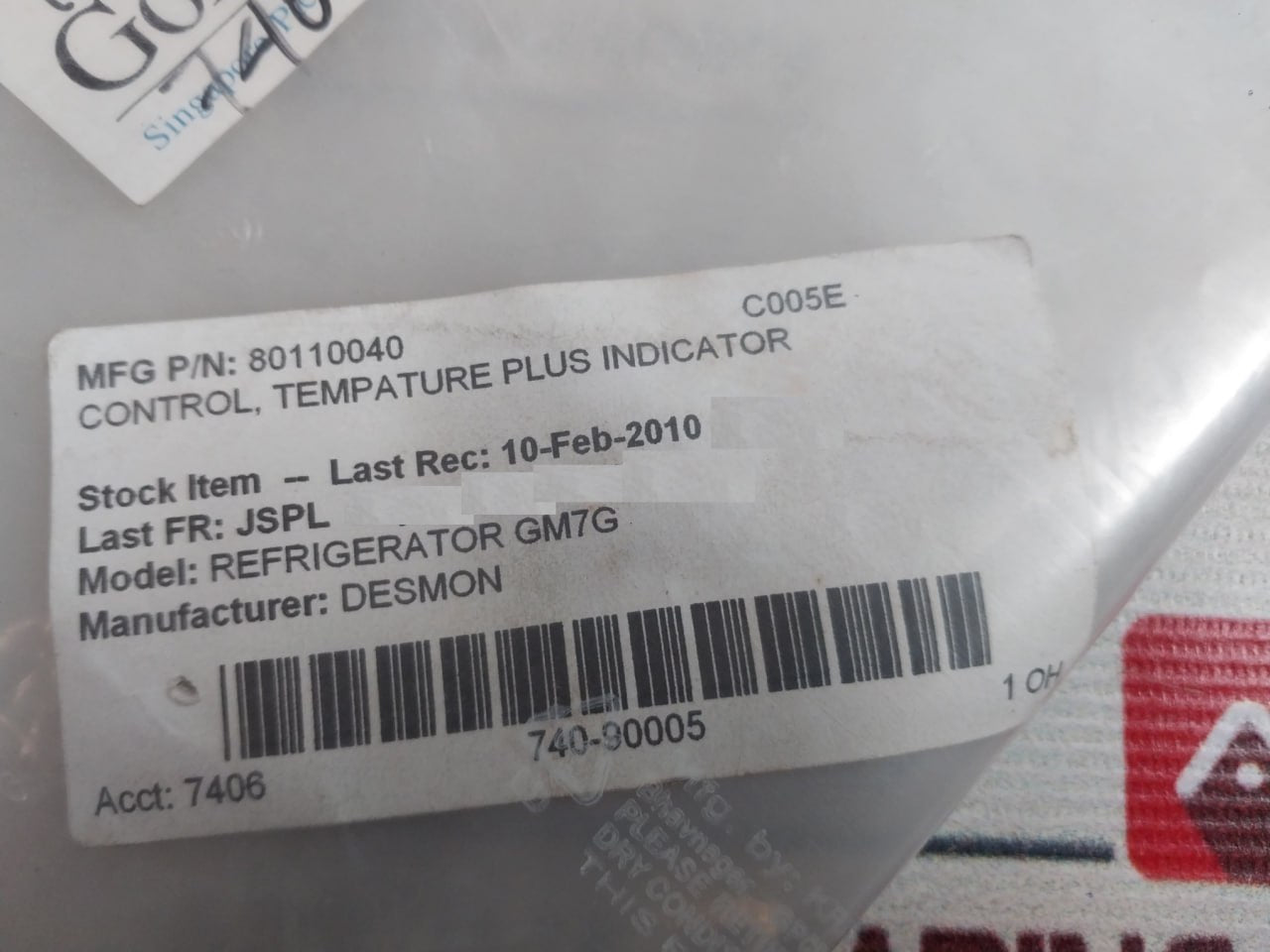 Desmon 80110040 Gold Line Control Panel Temperature Indicator