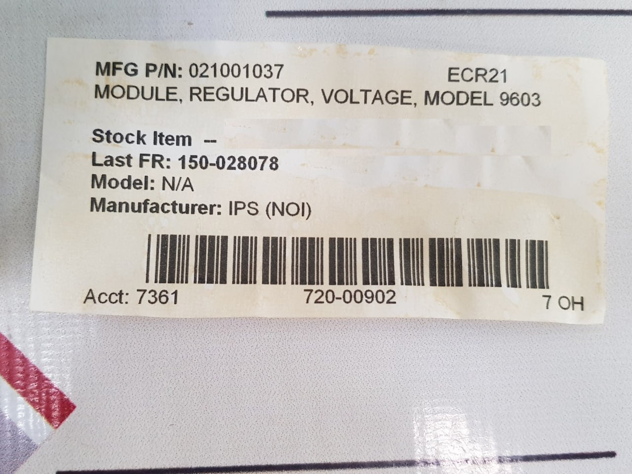 Integrated Power Systems 9136301101 Voltage Regulator Module 9603, I016-009603