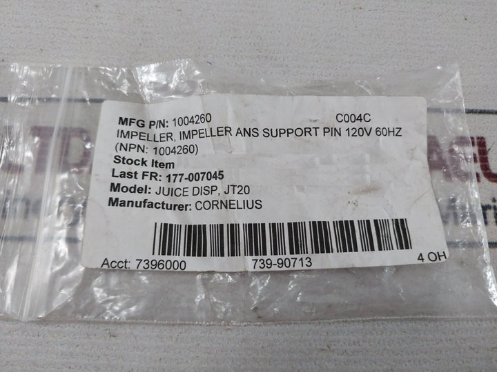 Cornelius 1004260 Impeller Ans Support Pin 120v 60hz