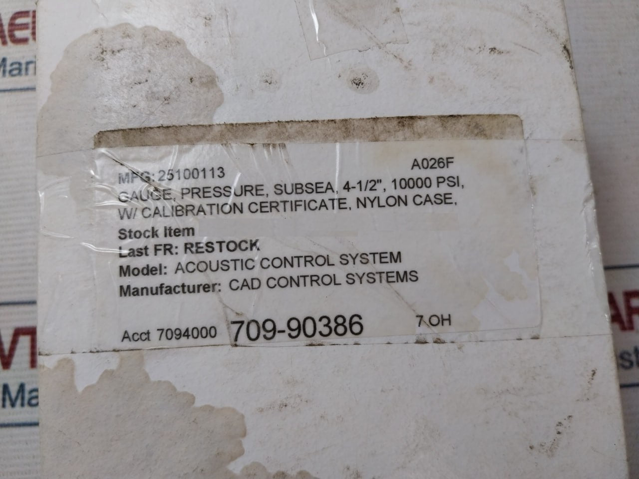 Subsea 05-4834-t Pressure Gauge Panel Mount 0-10,000 Psi