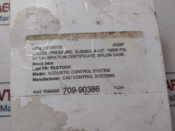Subsea 05-4834-t Pressure Gauge Panel Mount 0-10,000 Psi