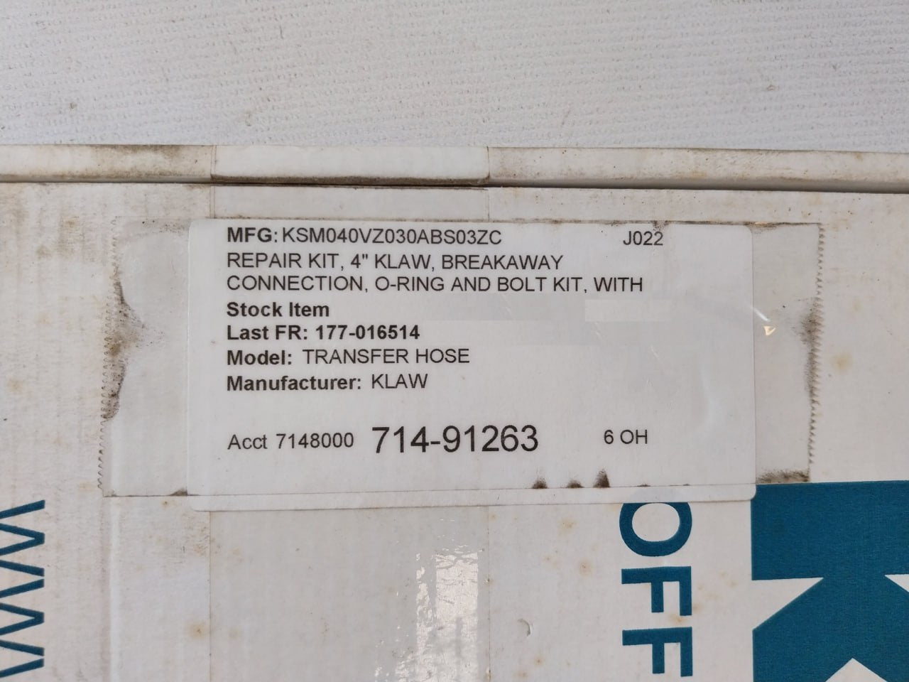 Klaw Ksm040vz030abs03pc-s Breakaway 4” Marine Coupling Spares Kit