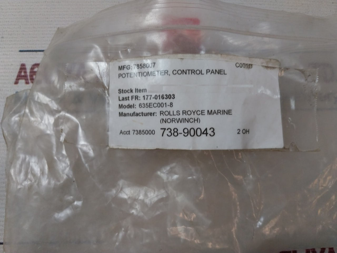 Caldaro Ab 635Ec001-8 Potentiometer Control Panel Fscb50Ag3