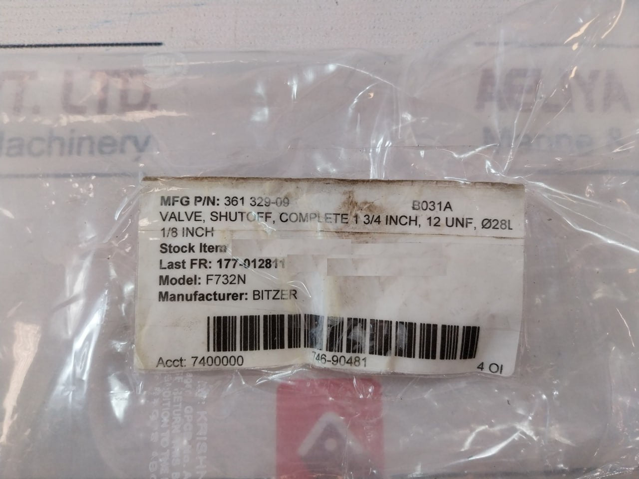 Bitzer F732n Shutoff Valve 16nm Max. 361 329-09