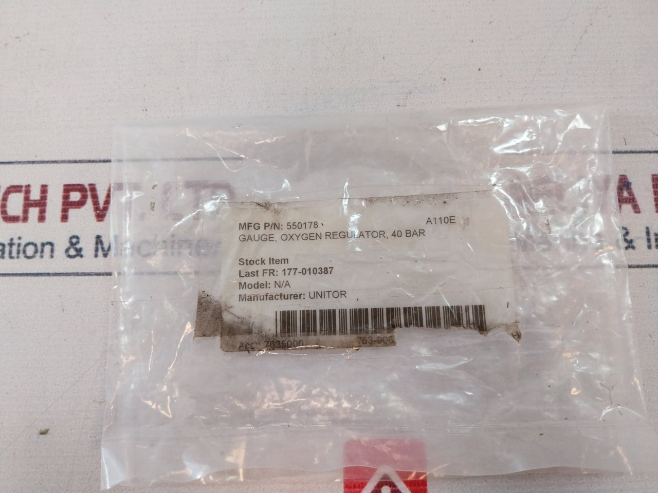 Unitor En562 Oxygen Regulator Gauge 0-400 Bar