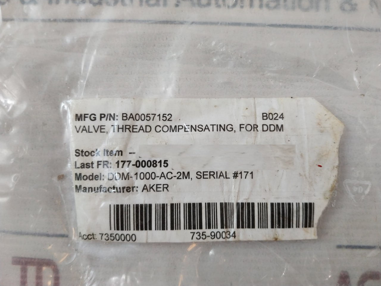 Kongsberg Vb-426090 Hydranor Valve Ddm-1000-ac-2m