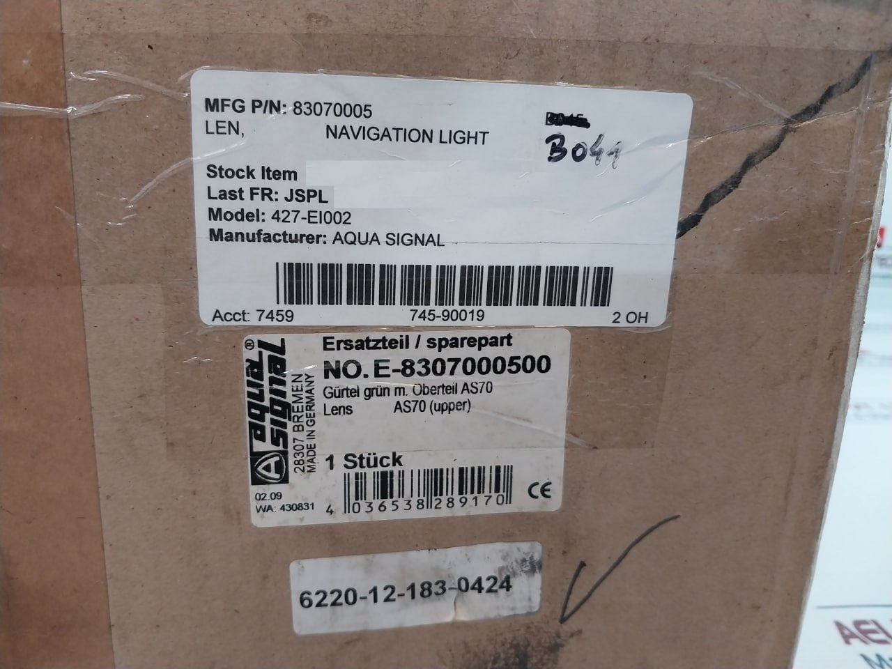 Aqua Signal E-8307000500 Navigation Light Lens As70 Upper 427-ei002