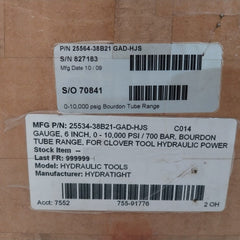 Hydratight 25564-38B21 Gad-hjs 6 Inch Gauge For Hydraulic Pump 700Bar U062242900