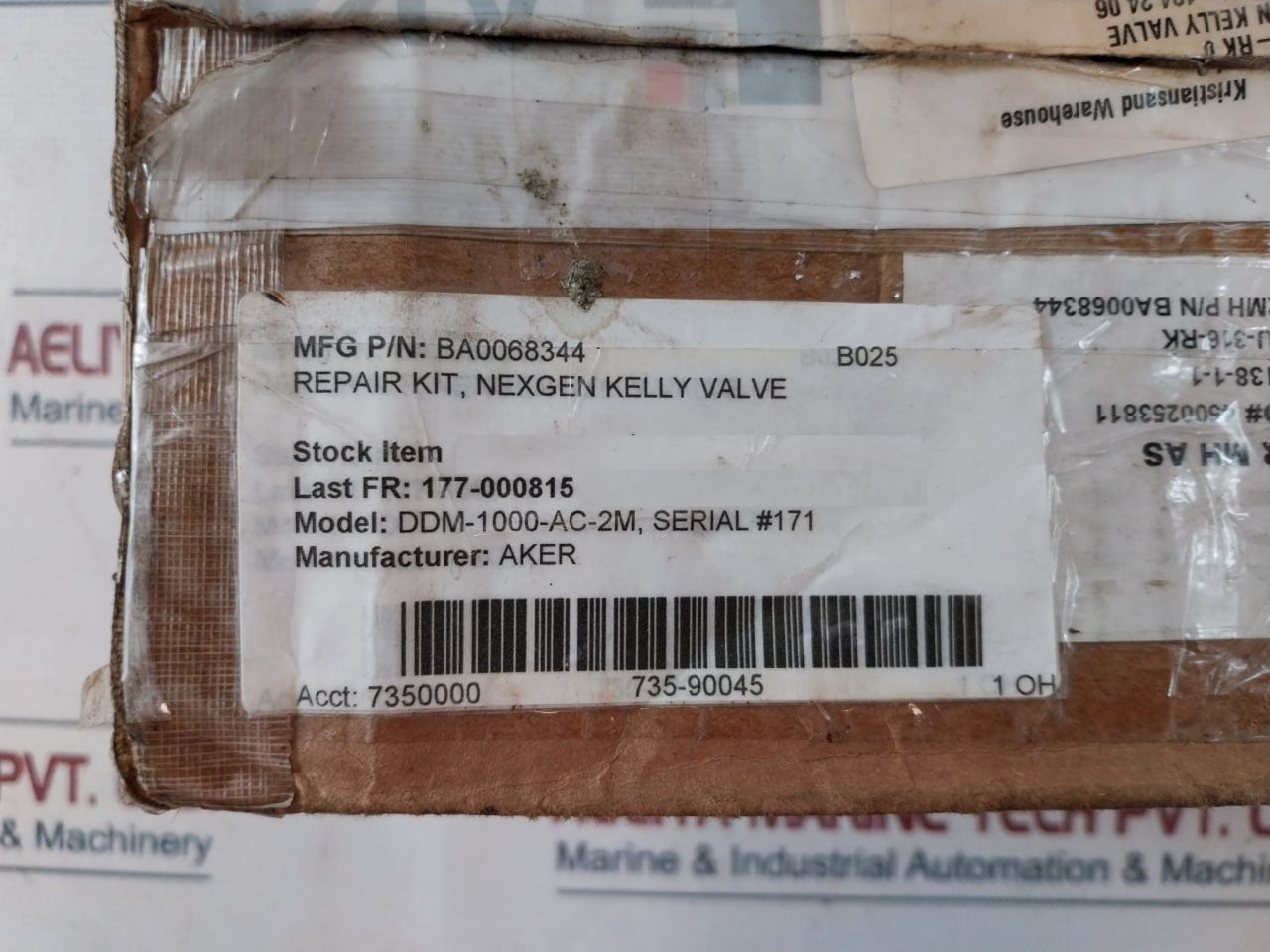 Aker Ddm-1000-ac-2m Repair Kit For Nexgen Kelly Valve, Mfg P/n Ba0068344
