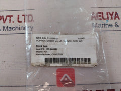 Cameron 2185598-01 Poppet Check Valve 3/4 Inch 5ksi Wp Rev.a01