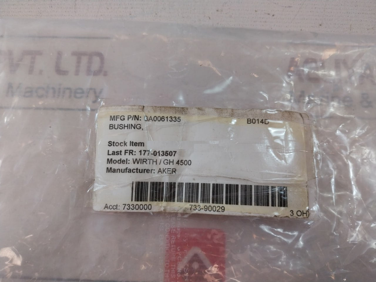 Aker Ba0061335 Bushing For Wirth Gh 4500