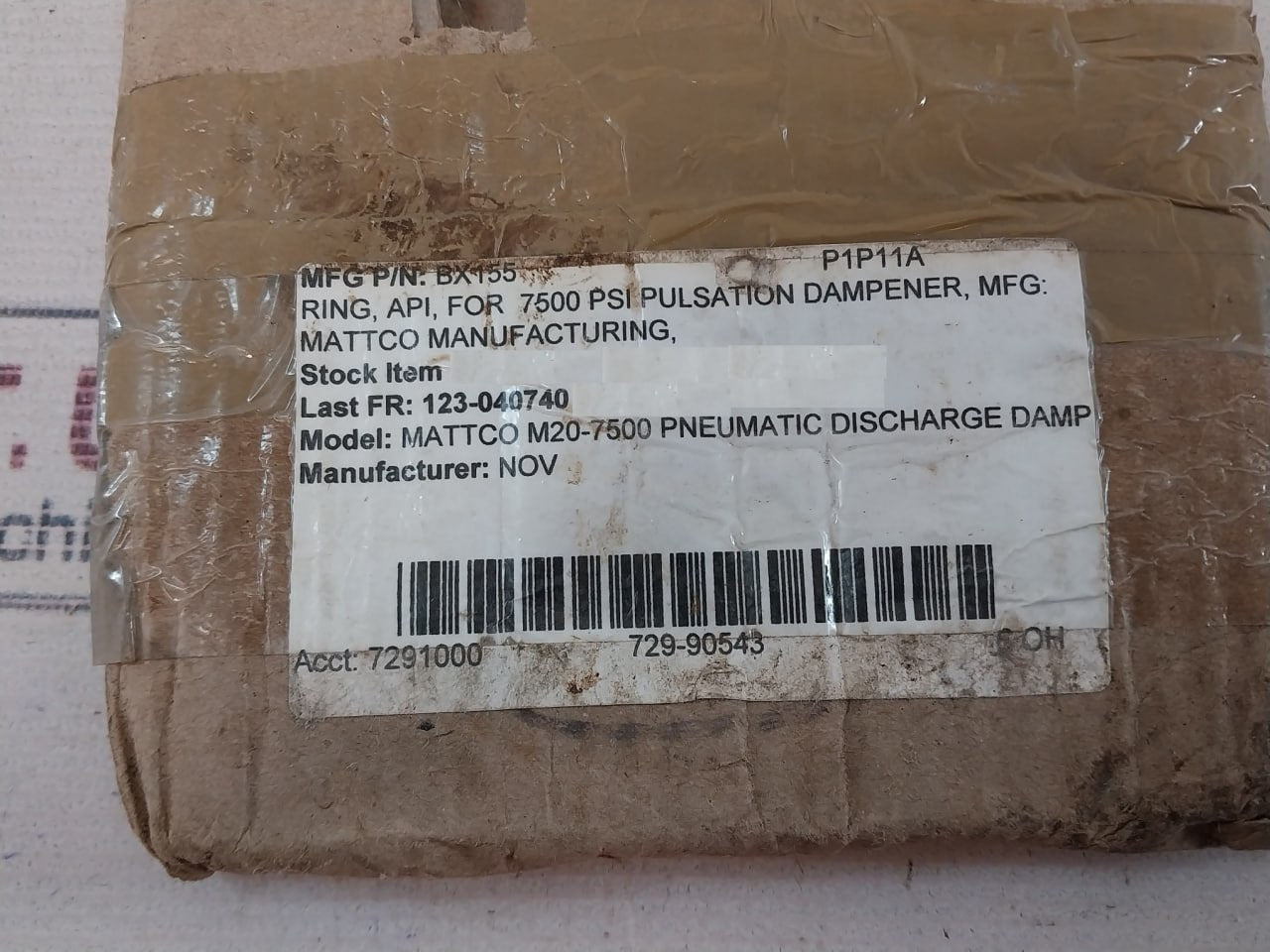 Wolar Mattco M20-7500 Pneumatic Discharge Damp Gasket Ring Bx-155