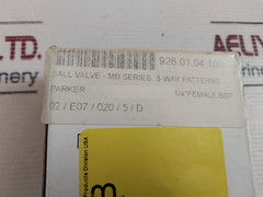Parker 4f-b6xj2-bp Ball Valve 3-way Patterns 1/4" Female Bsp