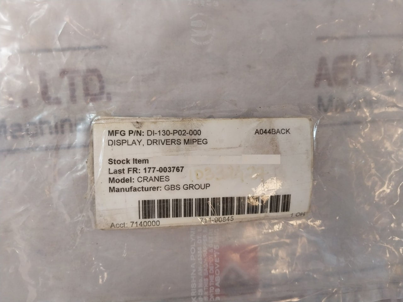 Aadi-mipeg Di-130 P02 000 Safe Load Indicator Crane Monitoring Display System