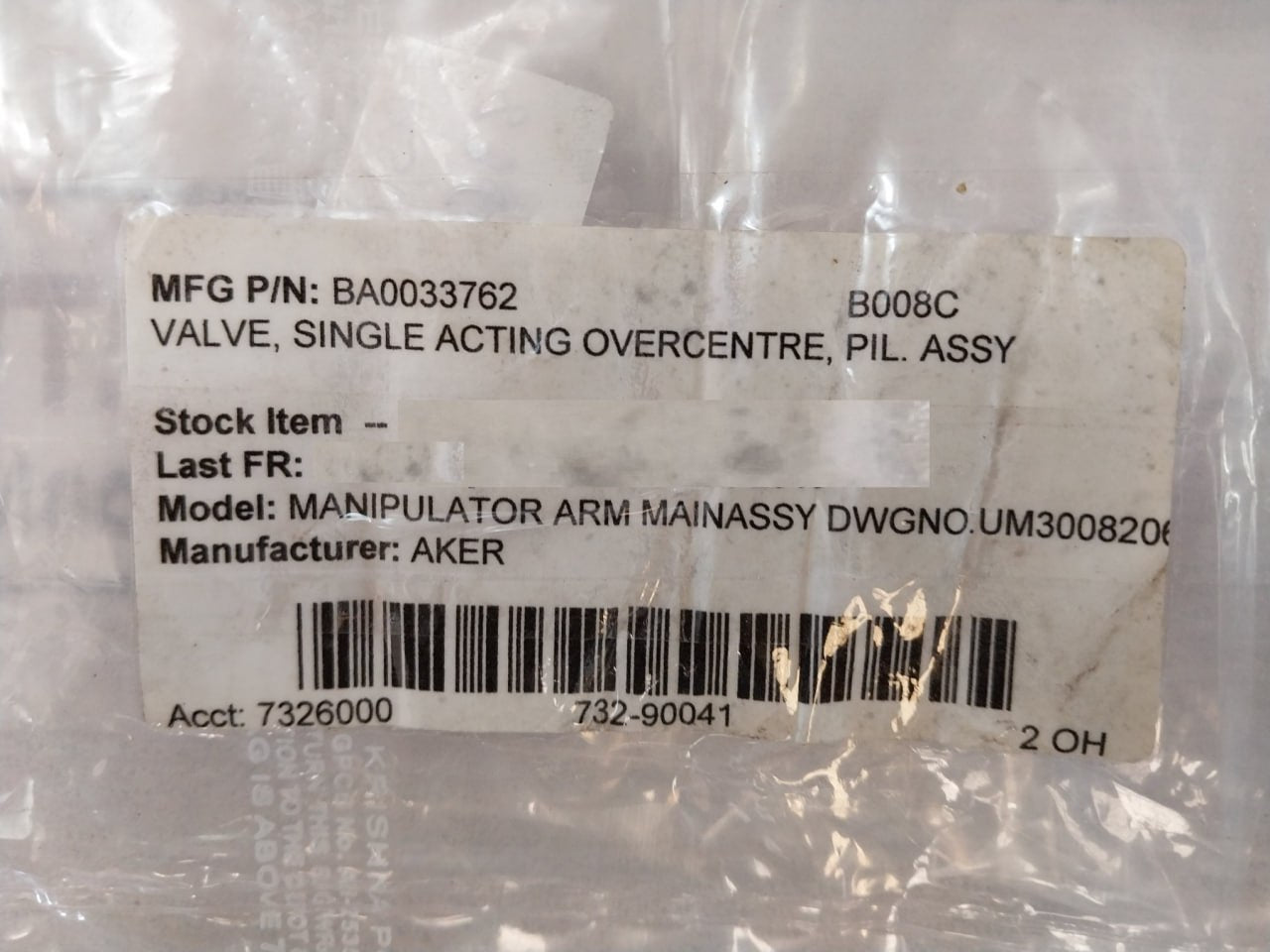 Oil Control 05410610033500a Single Acting Overcentre Valve Ba0033762