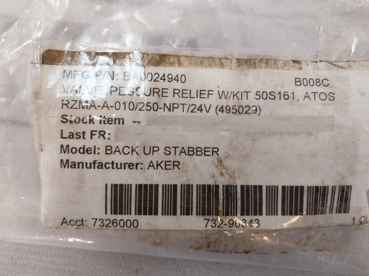Atos Rzma-a-010/250-npt/24 Pressure Relief Valve Kit 50S161 Npt Ansi B21